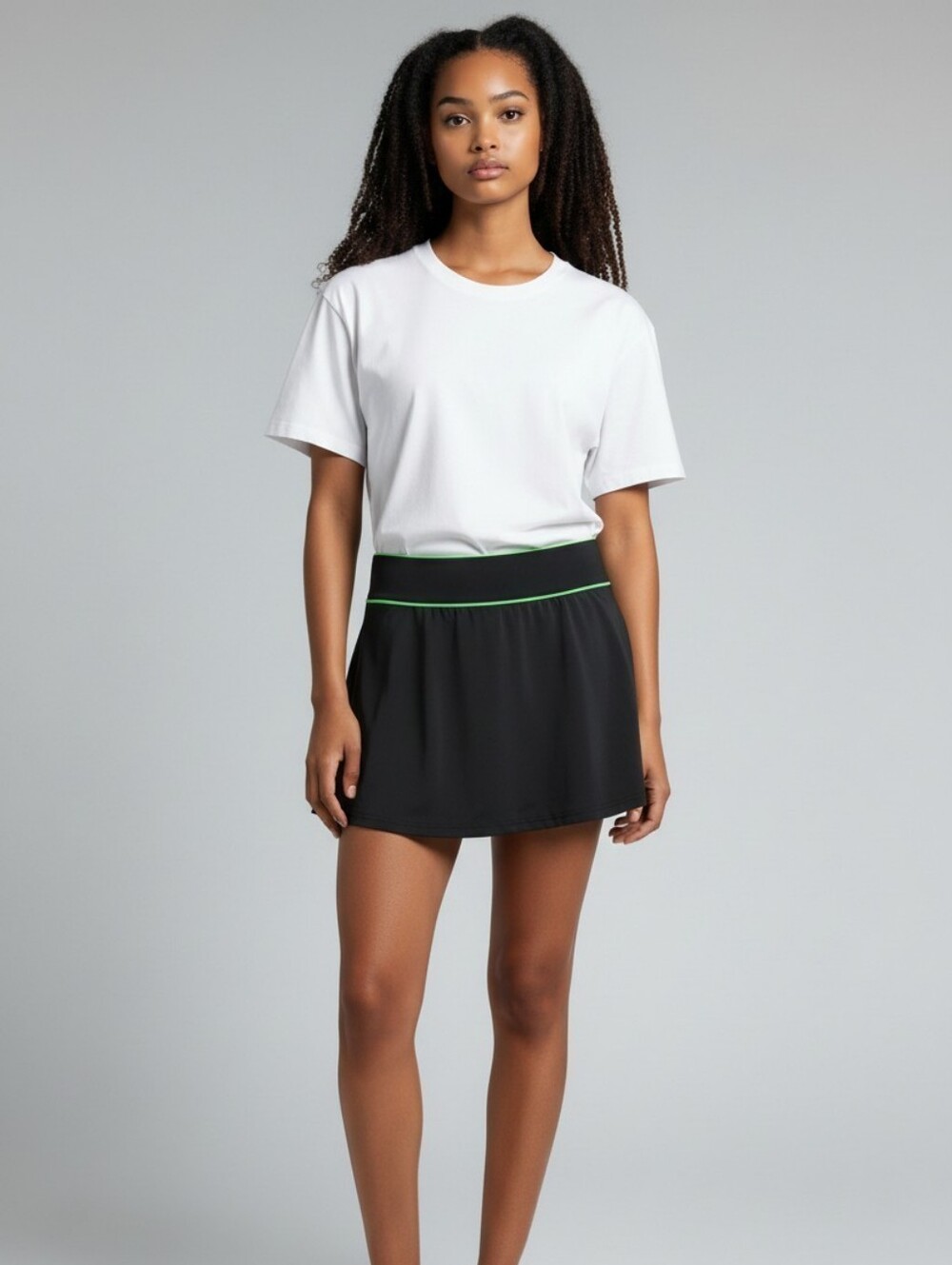 FILA Sport Women's Tennis Skort  Large Black Neon Green Trim Athletic Skirt